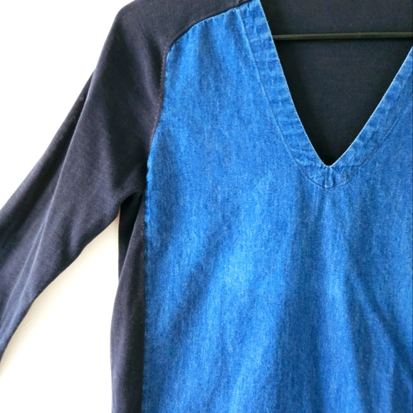 💙 COS 💙denim and black cotton top long sleeves size small 💙 - Picture 4 of 5